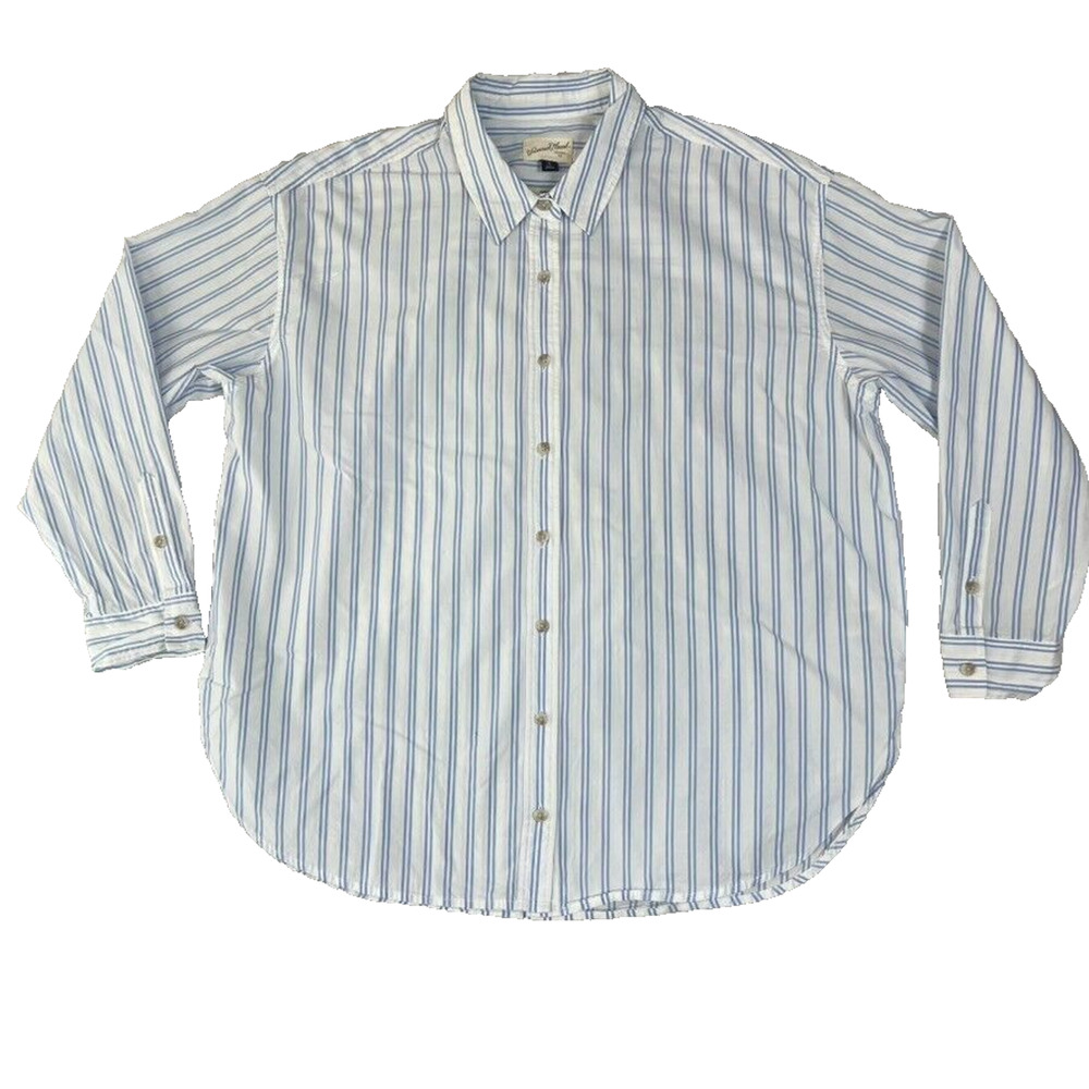 Universal Threads Shirt Top XL Oversized White And Blue Striped